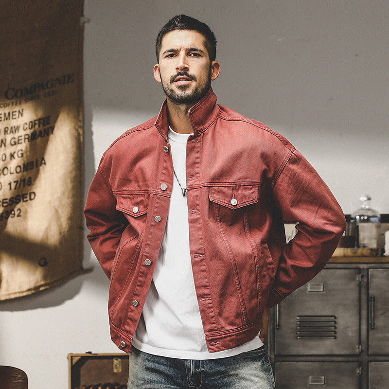 THEND RUGGED COLORED DENIM OVER-SHIRT - 202309140061_RED